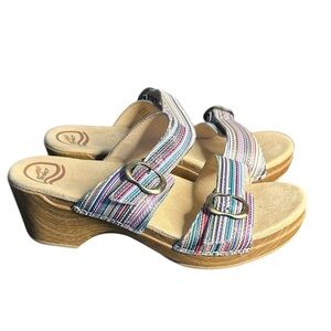 Dansko Sophie sandals in a multi-color striped leather 39